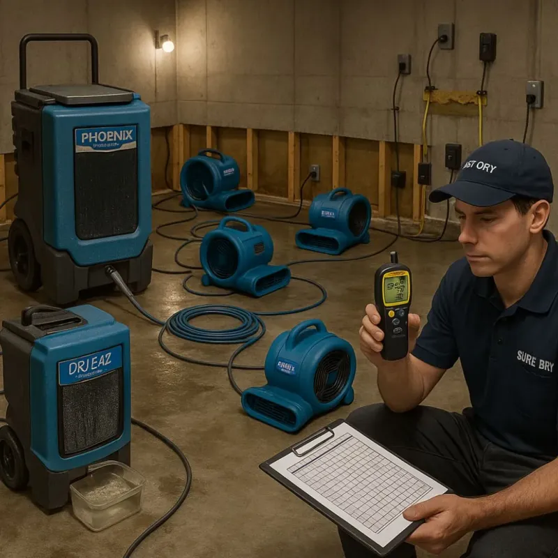 Structural Drying and Dehumidification process in Biddeford, ME